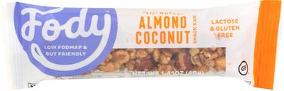 Fody Food Co. Almond Coconut Snack Bar, Non GMO, Gluten Free, 1.41 Ounces (Pack Of 12)
