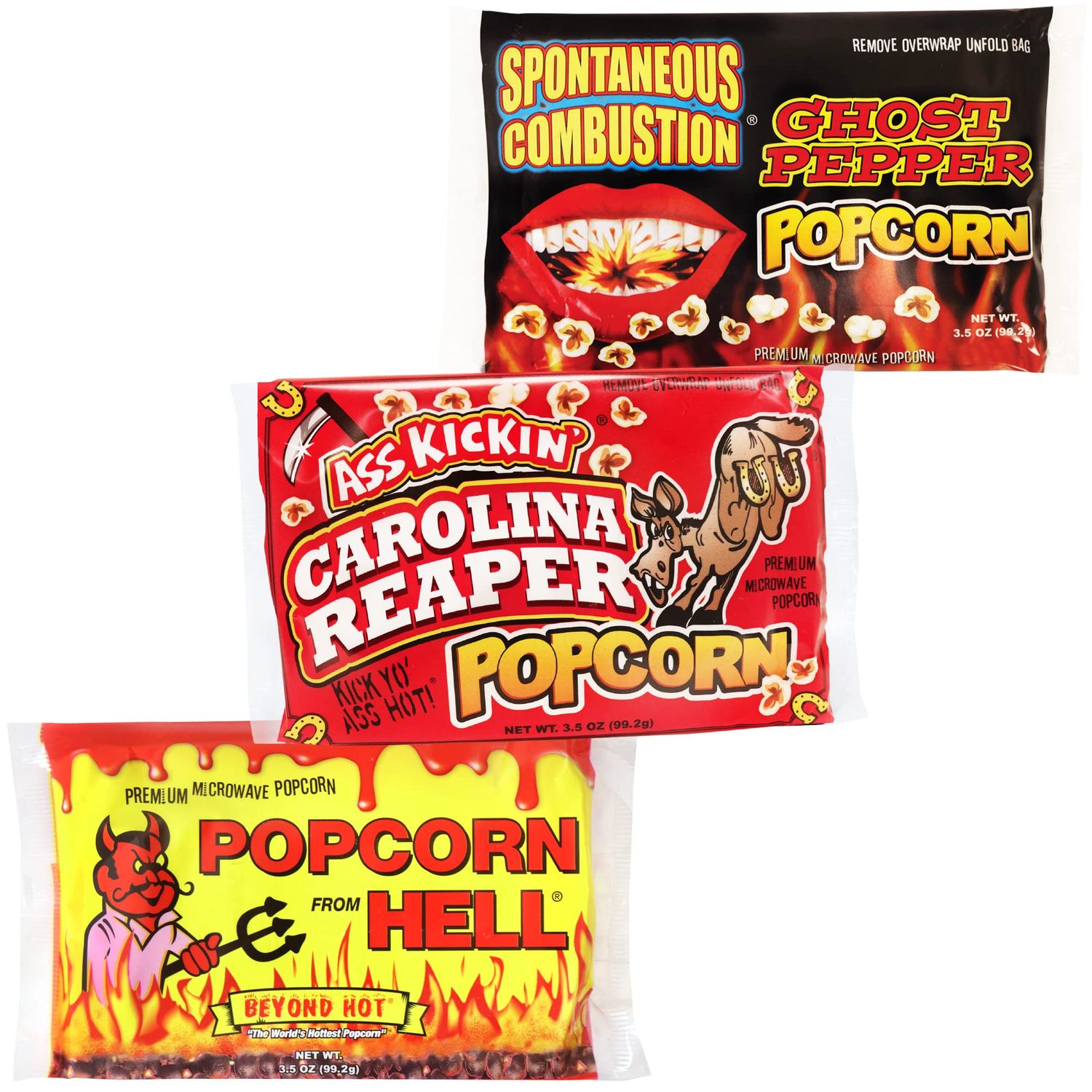 Premium Microwave Popcorn - Variety Gift Pack (3) - Ultimate Spicy and Sweat Gourmet Gift - Try if you dare