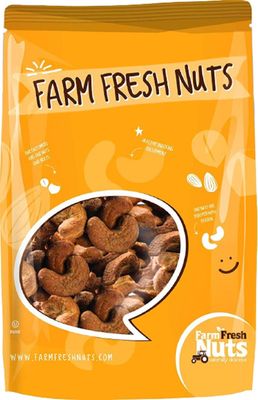 Dry Roasted Dark Cashews with Himalayan Salt (2 Lbs) - Dark Oven Roasted to Perfection in Small Batches for Added Freshness - Super Crunchy - Farm Fresh Nuts Brand