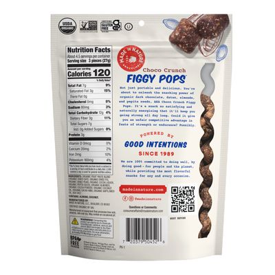 Made In Nature Organic Figgy Pops, Choco Crunch, 4.2 Ounce (Pack of 6) - Unbaked Fruit &amp; Nut Energy Bites, Non-GMO, Gluten Free, Vegan