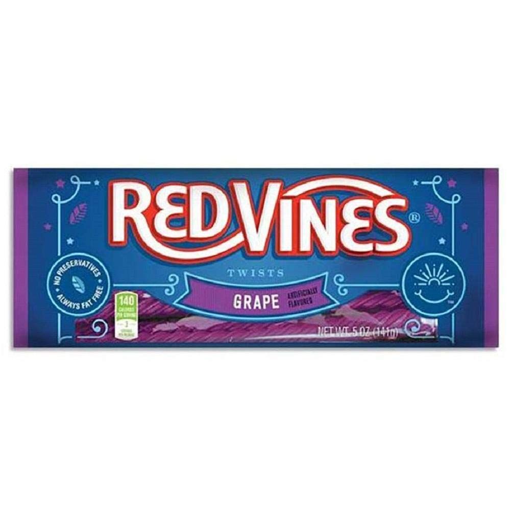 Red Vines Licorice, Grape Flavor Twists, Soft &amp; Chewy Candy, 5oz Trays (12 pack)