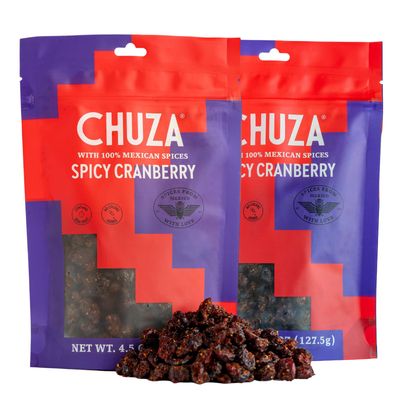CHUZA Spicy Dried Cranberries, Mexican Snacks Chili Cranberry Dried Fruit, Spicy Mexican Candy for Adults and Children, Natural Dried Cranberries-2 Pack