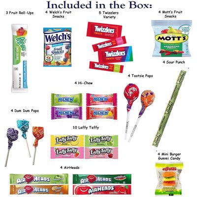 Foxy Fane 50-Count Holiday Gift Box - Ideal Gift Basket with Variety Pack of 50 Delicious Treats