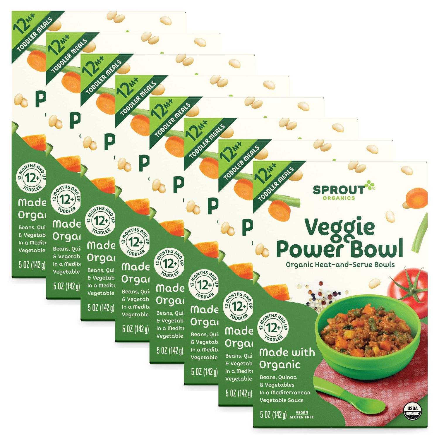 Sprout Organic Baby Food, Toddler Meals, Mediterranean Veggie Power Bowl with Beans &amp; Quinoa, 5 Oz Bowl (8 Count)