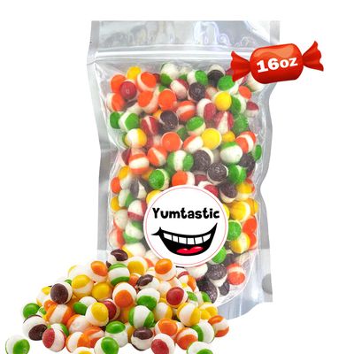Yumtastic Freeze Dried Candy 16oz Original Candy Crunchy Crispy Snack Freeze Dried Mixed Fruit Flavor Rainbow Bites