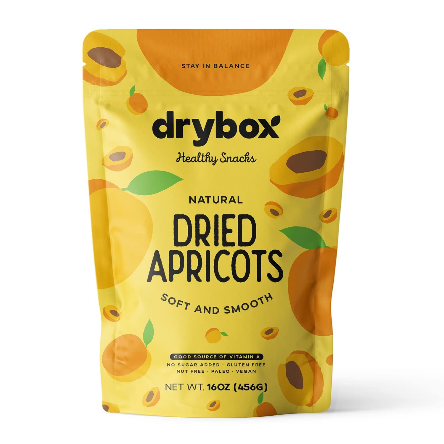 Drybox Dried Turkish Apricots No Sugar Added 2 Pack, Unsweetened Non-GMO | Dry Apricot Snacks | All Natural Mediterranean Dried Fruit Resealable 1 lb per pack, Total 2 lbs
