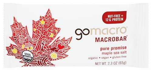 GoMacro MacroBar Organic Vegan Protein Bars - Maple Sea Salt (2.3 Ounce Bars, 12 Count)