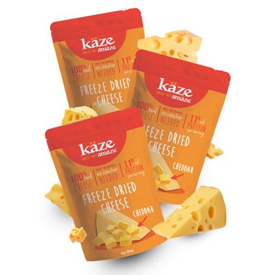 Kaze Keto Freeze Dried, Made with100% Real Cheese - Gluten Free, Low Carb, Party Snacks, Cheese Crisps, 3.0 oz (Pack of 03, Cheddar Cheese)