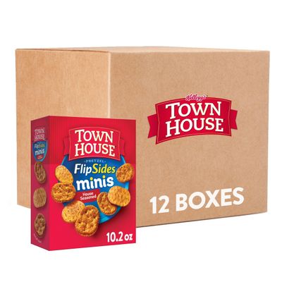 Town House FlipSides Minis Oven Baked Crackers, Lunch Snacks, Snack Crackers, House Seasoned (12 Boxes)