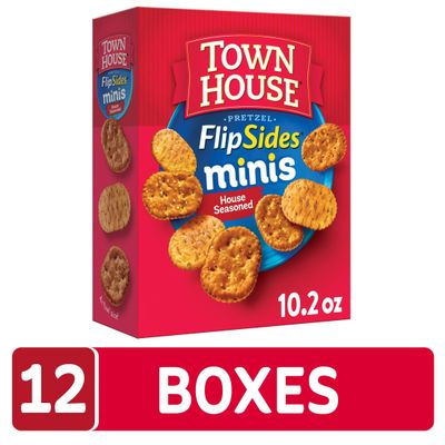 Town House FlipSides Minis Oven Baked Crackers, Lunch Snacks, Snack Crackers, House Seasoned (12 Boxes)