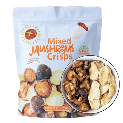 VIGOROUS MOUNTAINS Mushroom Chips Veggie Snacks, Dried Shiitake and King Oyster Good Salted Crisp Mix, Grocery Vegetable Snack Chip 8.82 Oz, 250 g