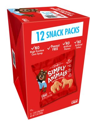 STAUFFERS Simply Animals Original Crackers - 12 Pack, 1oz Bags - Animal-Shaped Snacks with No High Fructose Corn Syrup, Artificial Flavors or Colors