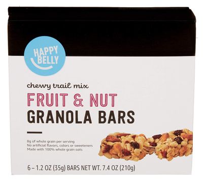 Amazon Brand - Happy Belly Fruit &amp; Nut Chewy Trail Mix Granola Bars, 6 Count