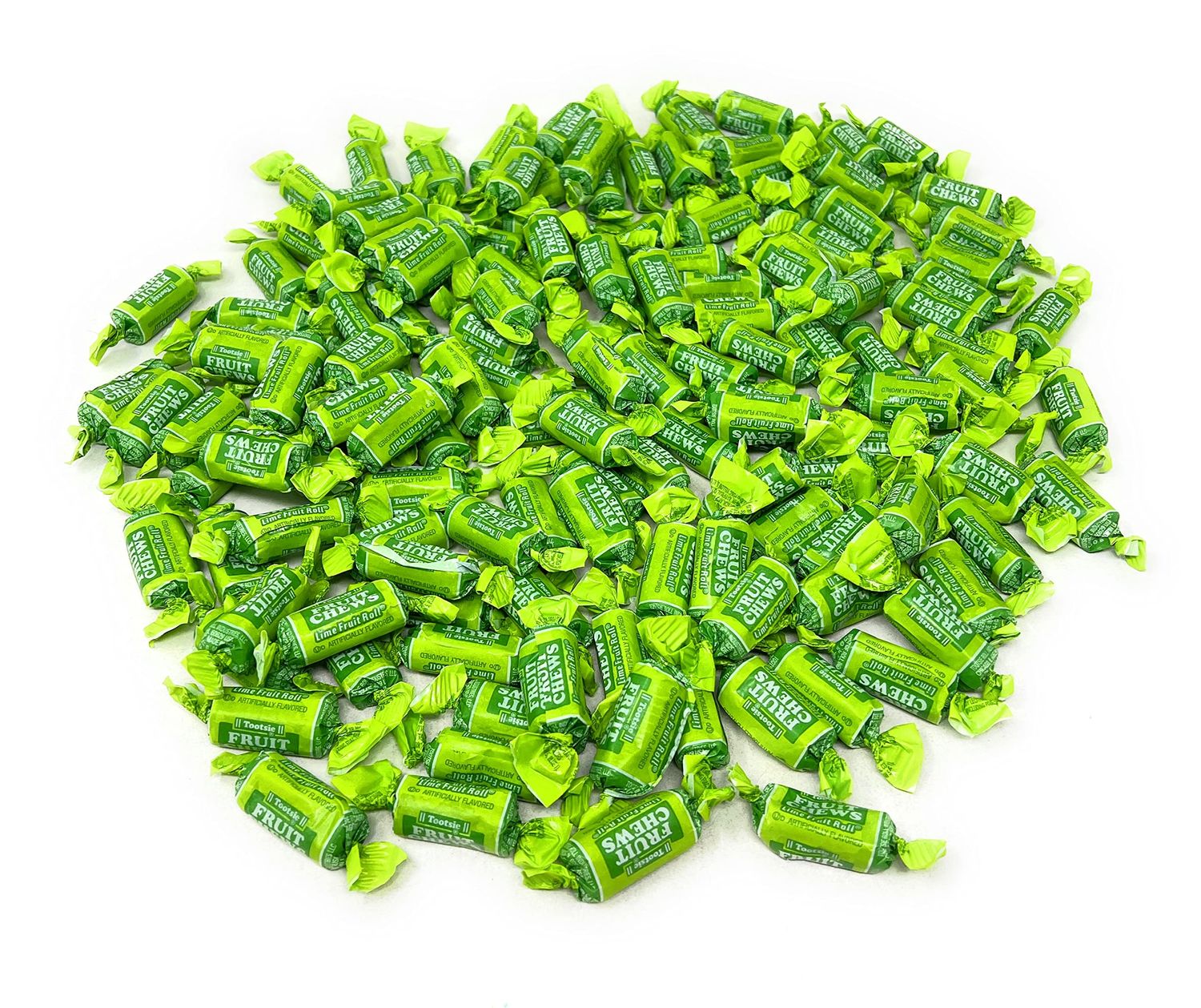 Lime Flavor Tootsie Roll Fruit Chews Bulk American Chewy Taffies Candy Individually Wrapped In Resealable Bag 2 Lb 130pcs (32-Oz) - Made In USA