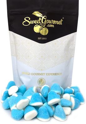 SweetGourmet Blue Raspberry Gummy Drops | Sugar Coated Puffs Candy | 1 Pound