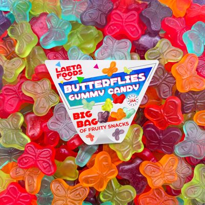 Mini Gummy Butterflies Candy, Assorted Fruit Flavored (1 Pound Bag)