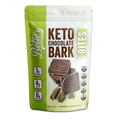 BETTER THAN GOOD Keto Chocolate Bark Bites | Sugar Free Keto Snacks, Low Carb Dark Chocolate Candy | Gluten Free, Guilt Free, Diabetic Friendly Snack with Prebiotics | Chocolate Krunch, 2 Pack