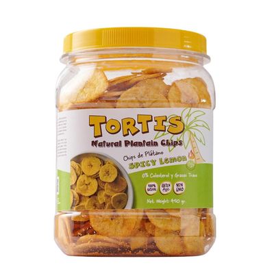 TORTIS Natural Plantain Chips, Healthy Snacks, Non-GMO, Chifle Bulk 15.87 Oz (SPICY LEMON)