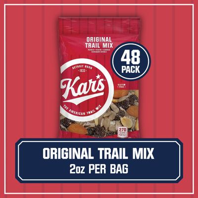 Kars Nuts Original Trail Mix, 2 oz Individual Snack Packs - Bulk Pack of 48, Gluten-Free Snack Mix