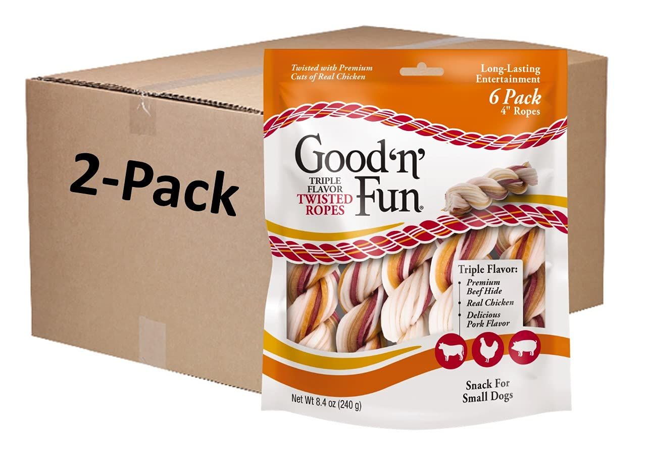 Good&#39;n&#39;Fun Good n Fun Triple Flavor Twisted Ropes, 6 Count (Pack of 2)