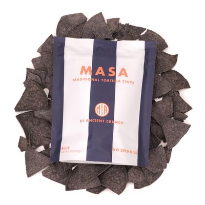MASA Chips Blue Corn Tortilla Chips - Naturally Grown Blue Corn with Grass Fed Tallow and Sea Salt Tortilla Chips - No Seed-Oil Snacks - 2 Pack, 5 Ounce Each
