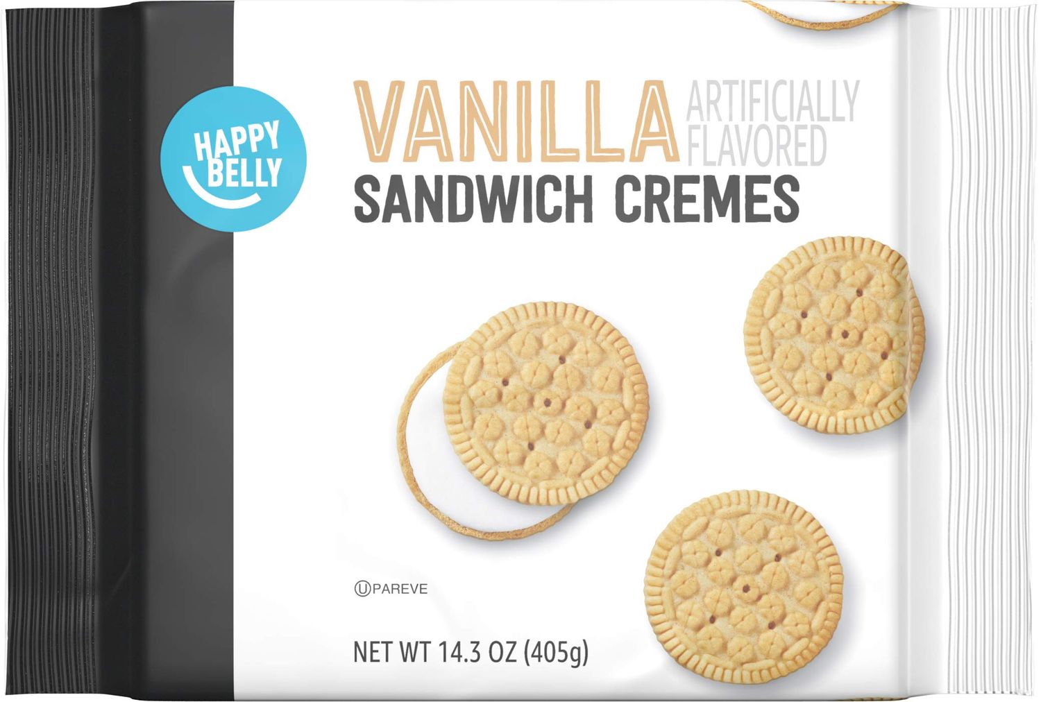 Amazon Brand - Happy Belly Vanilla Sandwich Cremes, 14.3 ounce (Pack of 1)