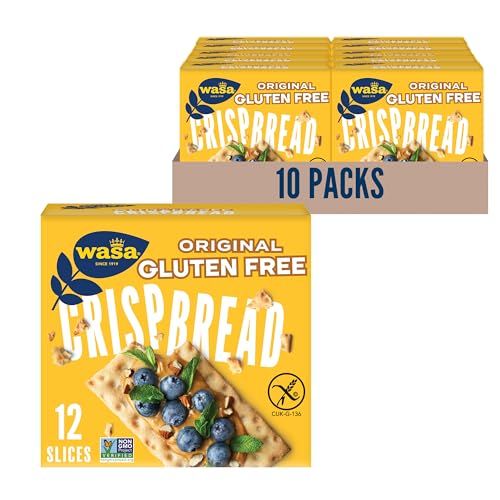 Wasa Gluten Free Original Crispbread, 5.4 oz (Pack of 10), Gluten Free Crackers, Non-GMO Ingredients