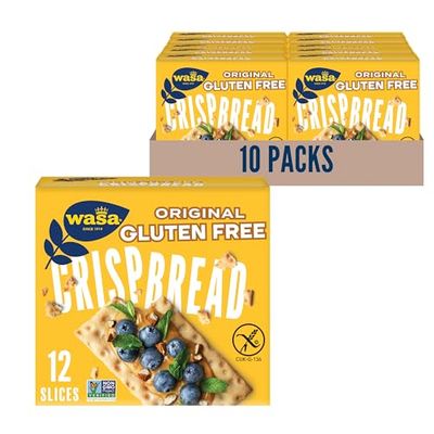 Wasa Gluten Free Original Crispbread, 5.4 oz (Pack of 10), Gluten Free Crackers, Non-GMO Ingredients