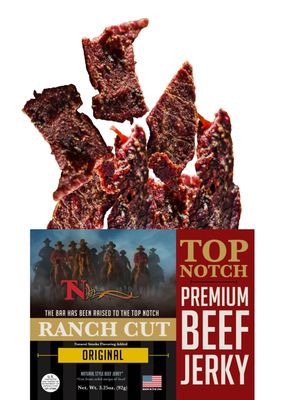 Top Notch Ranch Cut Jerky - 3.25 oz Bag of Beef Jerky - High Protein Snacks for Kids and Adults - Flavorful Strips of Premium Beef Jerky