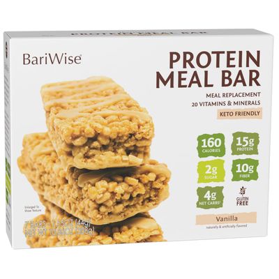 BariWise Meal Replacement Protein &amp; Fiber Bar, Vanilla, Low Carb Snack, Keto Friendly &amp; Gluten Free (7ct)