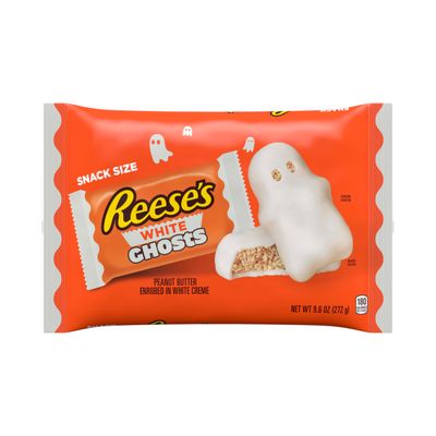 REESE&#39;S White Creme Peanut Butter Snack Size White Ghosts, Halloween Candy Bag, 9.6 oz