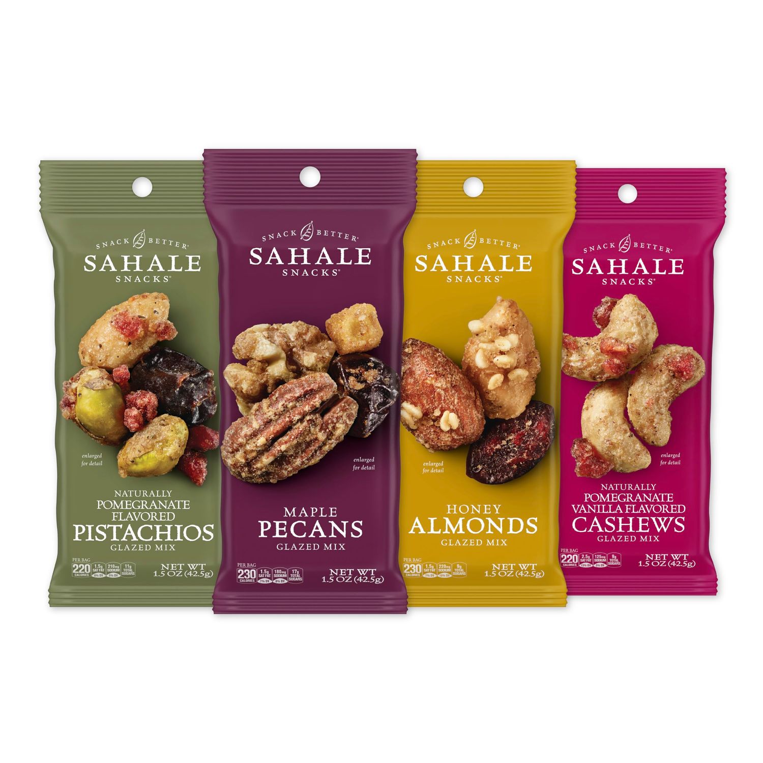 Sahale Snacks Glazed Mix Nut Blend Variety Pack, 1.5 Oz Grab &amp; Go Bags (12 Total Packs) - Four Different Dry-Roasted Deluxe Mixed Nuts Blends Included - Non-GMO Kosher &amp; Certified Gluten-Free Snacks