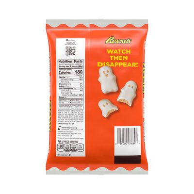 REESE'S White Creme Peanut Butter Snack Size White Ghosts, Halloween Candy Bag, 9.6 oz