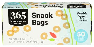 365 by Whole Foods Market Double Zipper Snack Storage Bags, 50 ct