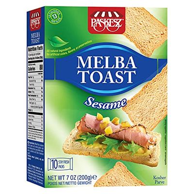 Only Kosher Candy Melba Toast Flatbread Crackers Classic Sesame Kosher Parve with No Artificial Flavor, Fresh Natural Ingredients, Kosher Certified Delicious Snack Crackers (Pack of 5)
