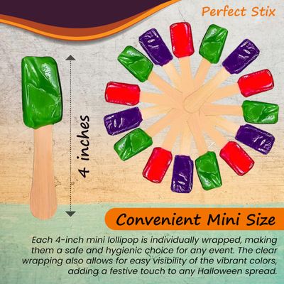 Perfect Stix Mini Lollipops for Kids. Variety Pack of Halloween Candy. Great for Halloween Goody Bags.