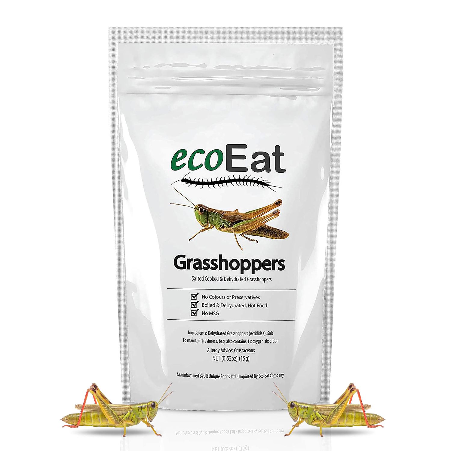 ecoEat Edible Bugs Dehydrated Grasshoppers - 15g Pack - Edible Insects Candy Grasshoppers - Snack Food Gifts