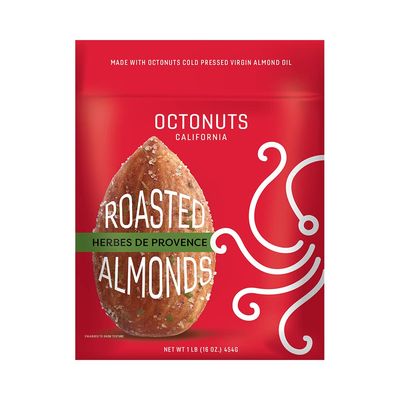 Octonuts Herbes de Provence Almonds 16 oz - Roasted Califronia Almonds - Herbes de Provnece Almond Snack - Gluten Free, Paleo Vegan, Kosher, Keto, Non-GM), sweet and savory healthy nut snacks