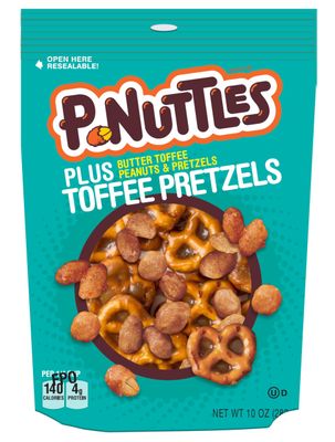 P-Nuttles Plus Toffee Pretzels Butter Toffee Peanuts Snack Mix, Butter Toffee Pretzels Resealable Bag 10 Ounce