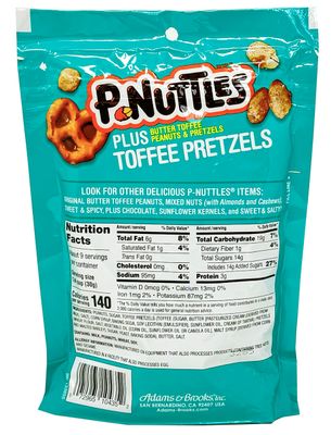 P-Nuttles Plus Toffee Pretzels Butter Toffee Peanuts Snack Mix, Butter Toffee Pretzels Resealable Bag 10 Ounce