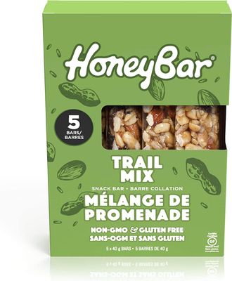 HoneyBar Snack Bar | Certified Gluten Free | Non-GMO | Vegetarian | 5 bars per box (Trail Mix)