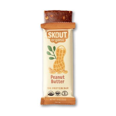 Skout Organic Plant-Based Protein Bars Peanut Butter (12 Pack) - 10g Protein - Vegan Protein Bars - Only 3 Ingredients - Easy Snack - Gluten, Dairy &amp; Soy Free