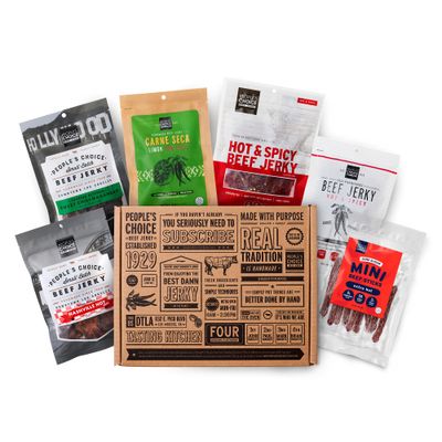 People's Choice Beef Jerky - Jerky Box - Some Like It Hot - Unique Gift for Men - Protein Snacks Military Care Package - Mens Gifts for Christmas - Meat Snack Sampler Gift Basket - 6 Bags