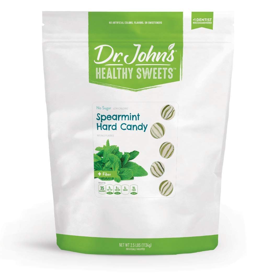 Dr. Johns Sugar Free Candy, Healthy Hard Candy with Zero Sugar, Low Calorie Snacks, Keto Friendly, Vegan, Gluten Free, Spearmint, 252 Count, 2.5 LB