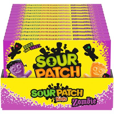 SOUR PATCH KIDS Zombie Orange &amp; Purple Soft &amp; Chewy Halloween Candy, Bulk Candy, 12 - 3.5 oz Trick or Treat Boxes