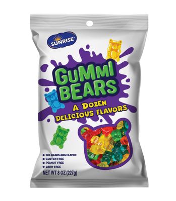Sunrise Confections Gummy Bears, 8-Ounce Bags (Pack of 8)