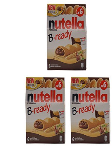 Ferrero: Nutella B-ready NEW  NUTELLA  a crisp wafer of bread in the form of mini - baguette stuffed with a creamy Nutella 6 pieces 4.6 oz (132g) Pack of 3  Italian Import