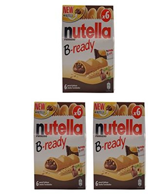 Ferrero: Nutella B-ready NEW  NUTELLA  a crisp wafer of bread in the form of mini - baguette stuffed with a creamy Nutella 6 pieces 4.6 oz (132g) Pack of 3  Italian Import