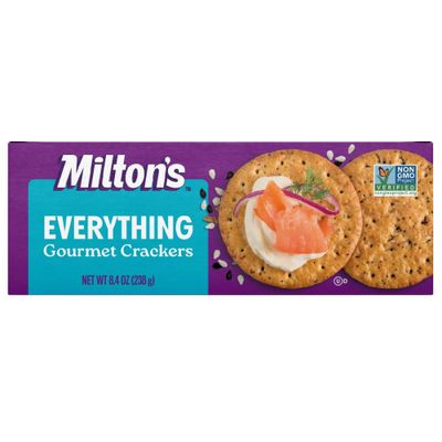 Milton&#39;s Craft Bakers Everything Gourmet Crackers - Non-GMO Project Verified Everything Crackers, All Natural Ingredients, Kosher, Healthy Crackers, Everything Bagel Inspired - 8.4 Oz