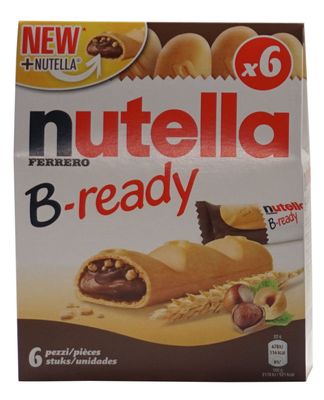 Ferrero: Nutella B-ready NEW  NUTELLA  a crisp wafer of bread in the form of mini - baguette stuffed with a creamy Nutella 6 pieces 4.6 oz (132g) Pack of 3  Italian Import